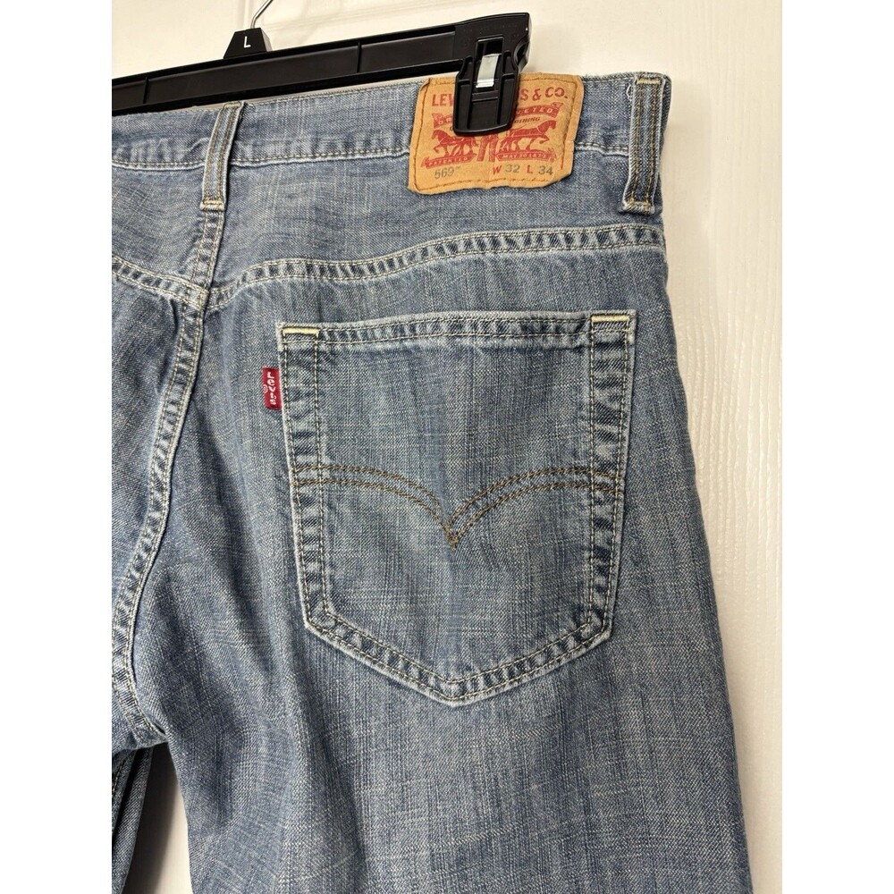 32x34 Levi’s 569 Loose Straight Leg Jeans Light Wash Denim - Picture 3 of 4